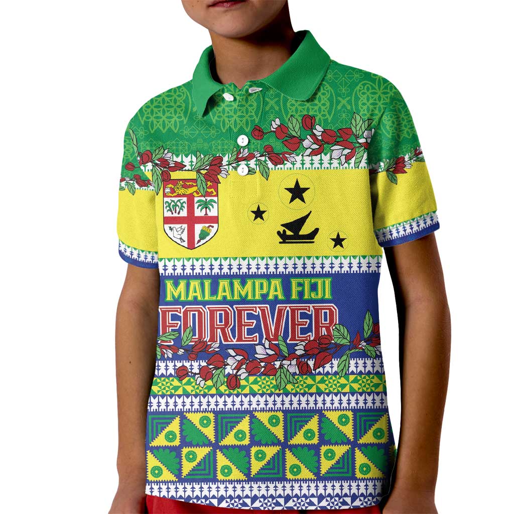 Personalised Malampa Fiji Forever Kid Polo Shirt Tagimoucia Polynesian Sand Drawing LT9 Kid Yellow - Polynesian Pride