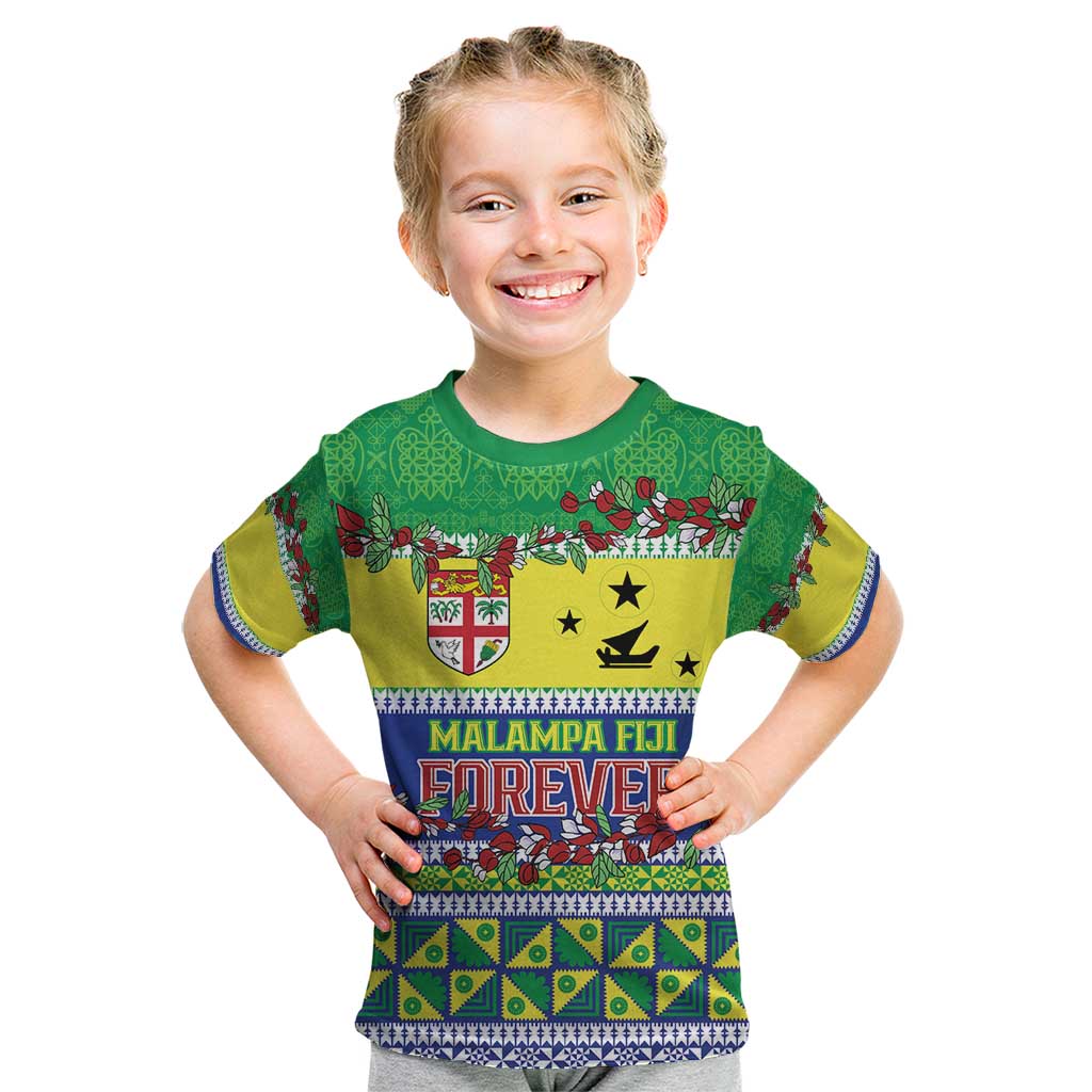 Personalised Malampa Fiji Forever Kid T Shirt Tagimoucia Polynesian Sand Drawing LT9 Yellow - Polynesian Pride