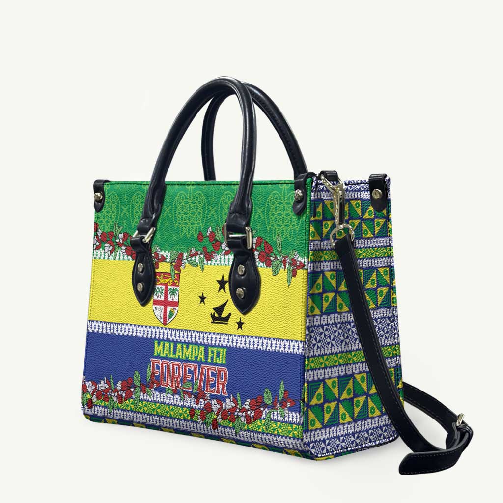 Malampa Fiji Forever Leather Bag Tagimoucia Polynesian Sand Drawing LT9 Yellow - Polynesian Pride
