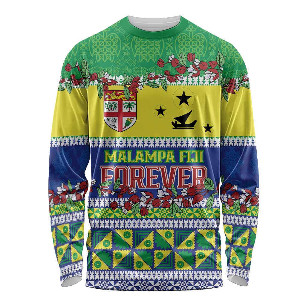 Personalised Malampa Fiji Forever Long Sleeve Shirt Tagimoucia Polynesian Sand Drawing LT9 Unisex Yellow - Polynesian Pride