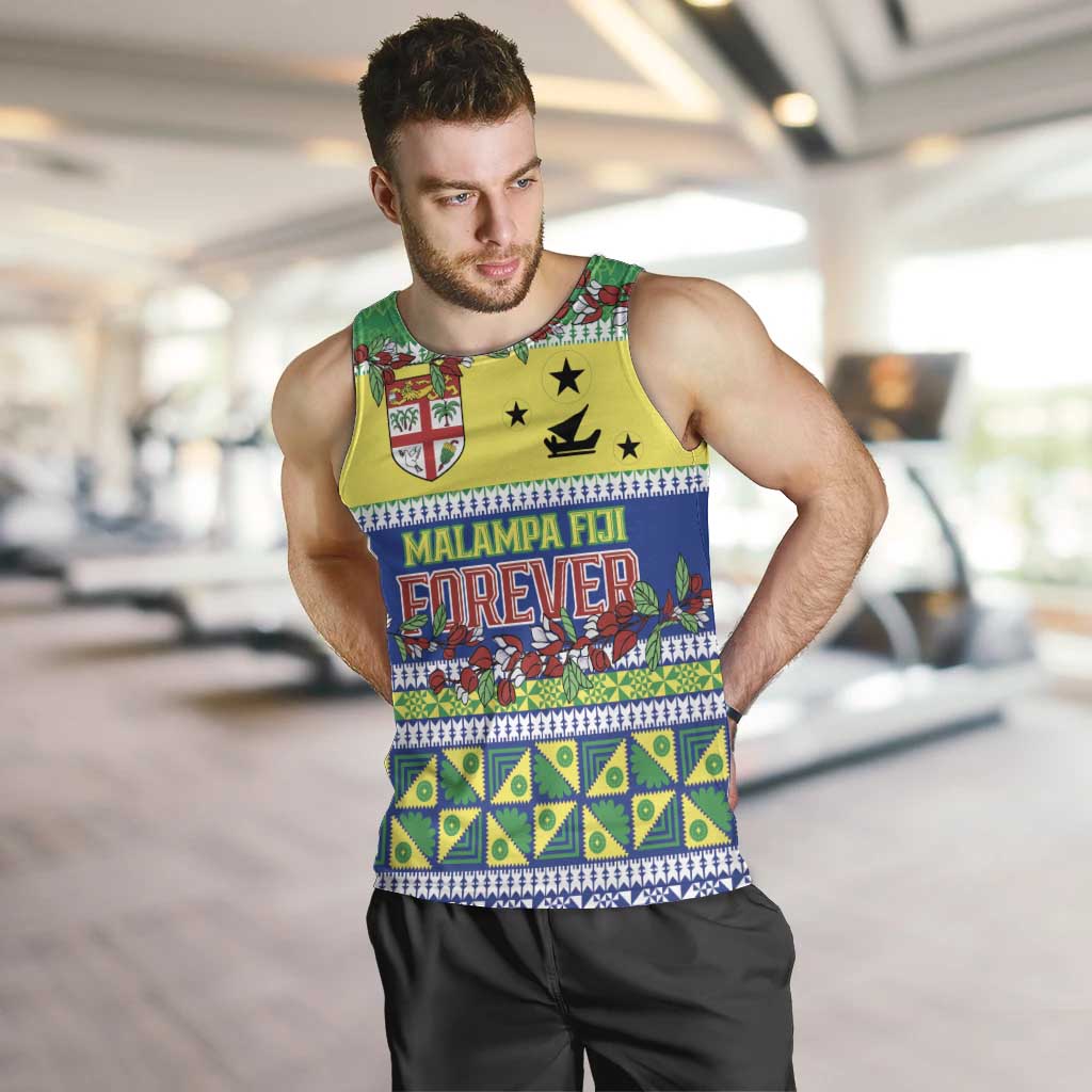 Personalised Malampa Fiji Forever Men Tank Top Tagimoucia Polynesian Sand Drawing LT9 Yellow - Polynesian Pride