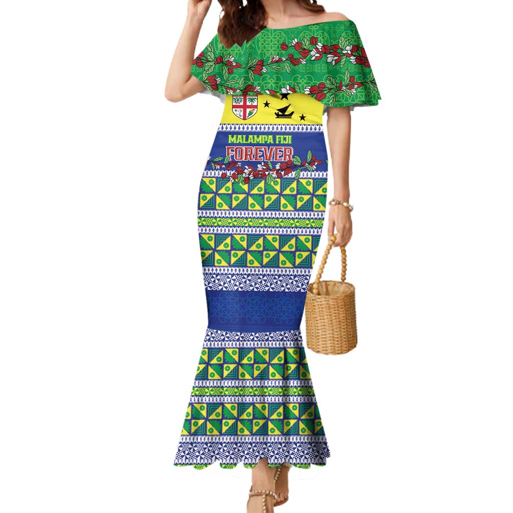 Personalised Malampa Fiji Forever Mermaid Dress Tagimoucia Polynesian Sand Drawing LT9 Women Yellow - Polynesian Pride