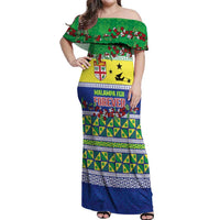 Personalised Malampa Fiji Forever Off Shoulder Maxi Dress Tagimoucia Polynesian Sand Drawing LT9 Women Yellow - Polynesian Pride