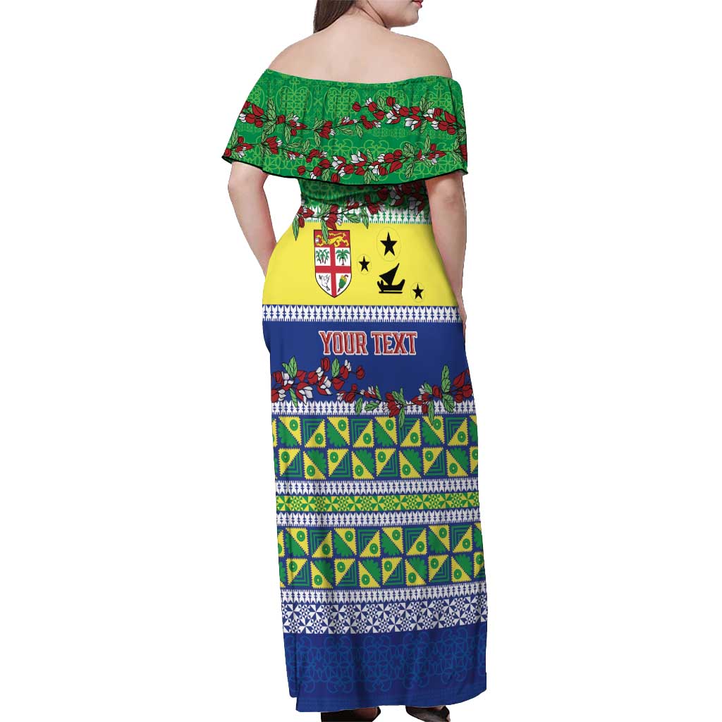 Personalised Malampa Fiji Forever Off Shoulder Maxi Dress Tagimoucia Polynesian Sand Drawing LT9 - Polynesian Pride