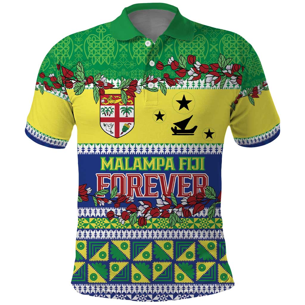 Personalised Malampa Fiji Forever Polo Shirt Tagimoucia Polynesian Sand Drawing LT9 Yellow - Polynesian Pride