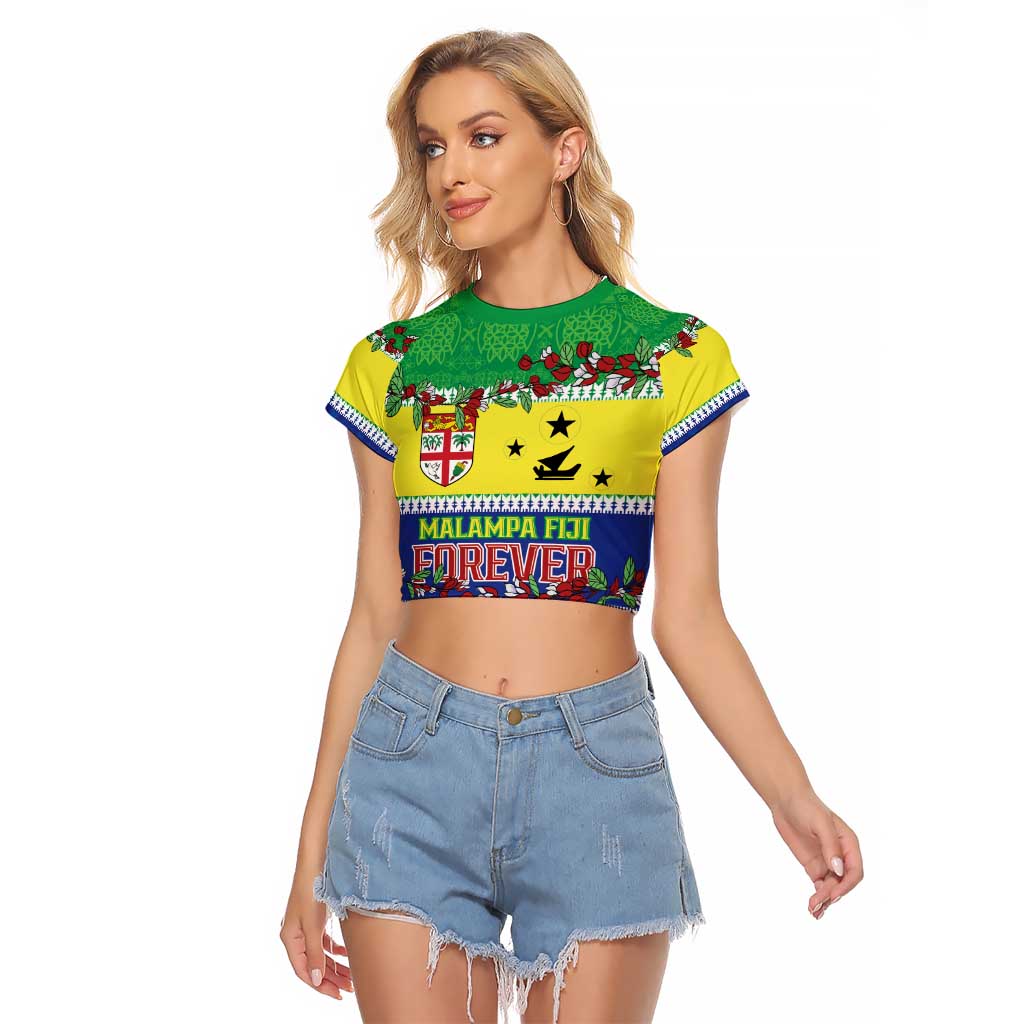 Personalised Malampa Fiji Forever Raglan Cropped T Shirt Tagimoucia Polynesian Sand Drawing LT9 Female Yellow - Polynesian Pride