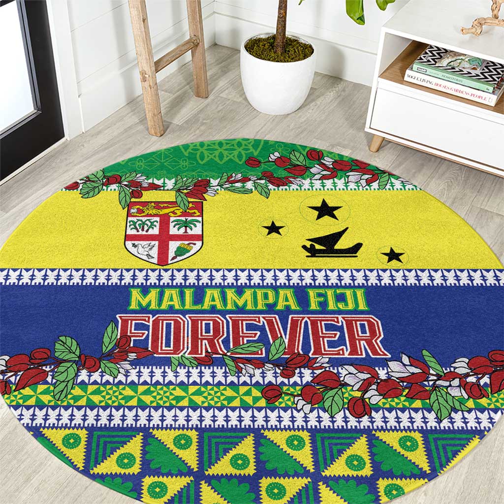 Malampa Fiji Forever Round Carpet Tagimoucia Polynesian Sand Drawing LT9 Yellow - Polynesian Pride