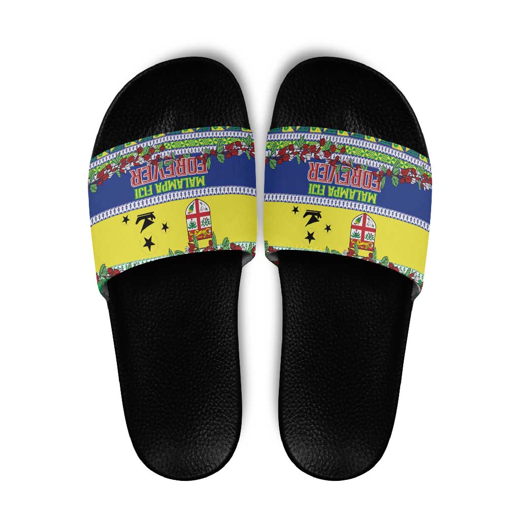 Malampa Fiji Forever Slide Sandals Tagimoucia Polynesian Sand Drawing LT9 Yellow - Polynesian Pride