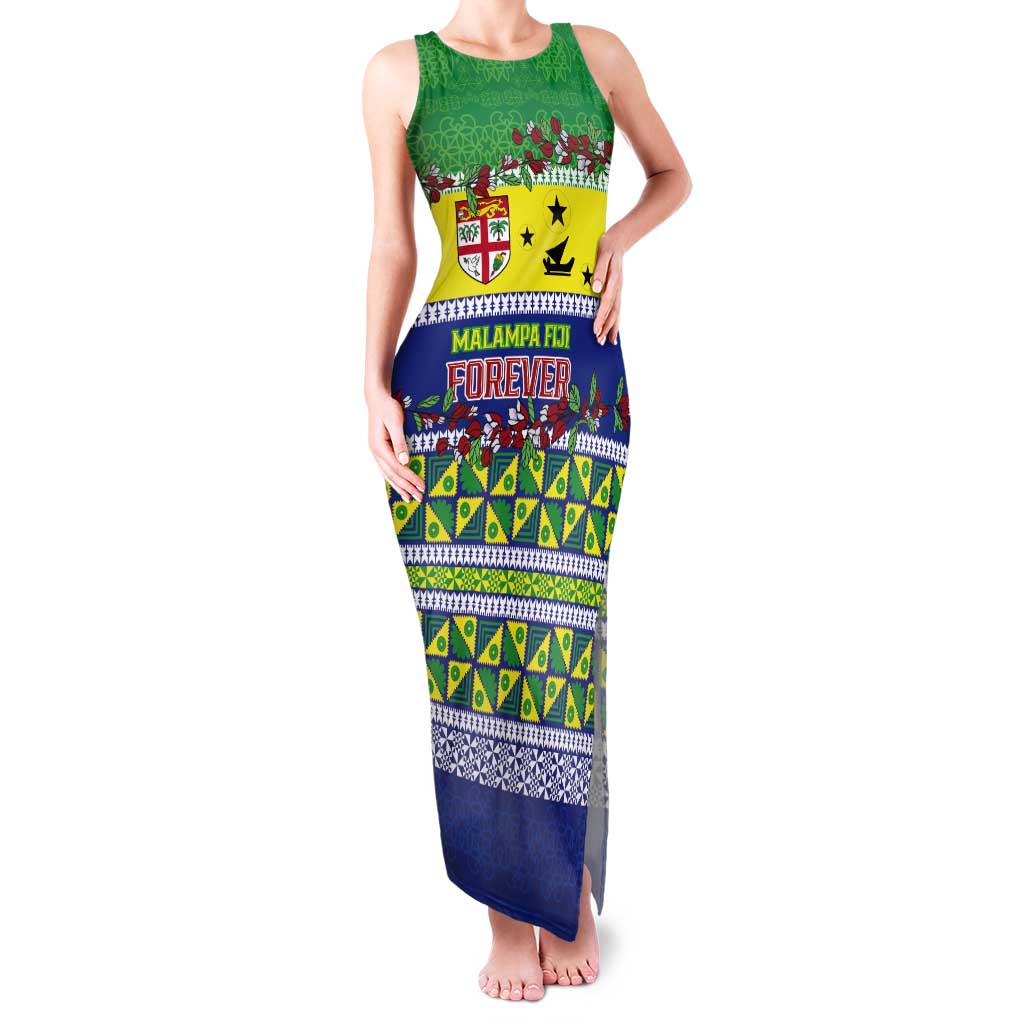 Personalised Malampa Fiji Forever Tank Maxi Dress Tagimoucia Polynesian Sand Drawing LT9 Women Yellow - Polynesian Pride