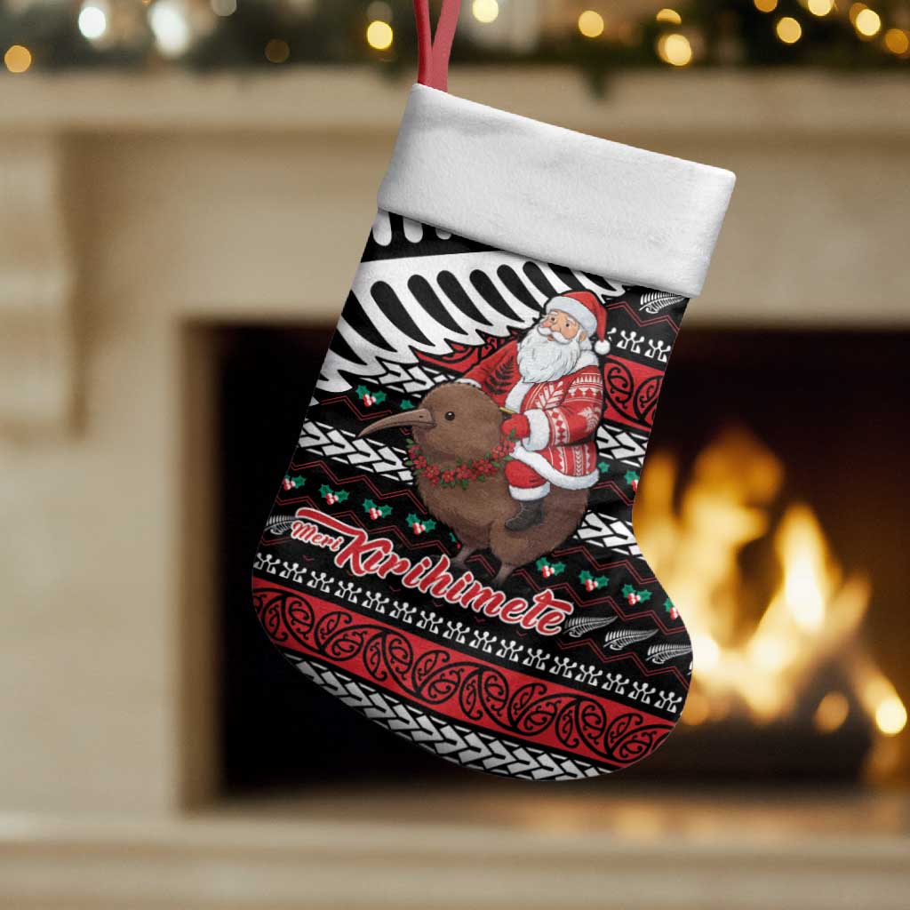 New Zealand Kiwi Santa Christmas Stocking He Wairua Kirihimete LT9 Set of 2 Black - Polynesian Pride
