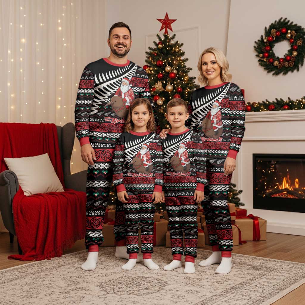 New Zealand Kiwi Santa Christmas Pajama Set He Wairua Kirihimete LT9 - Polynesian Pride