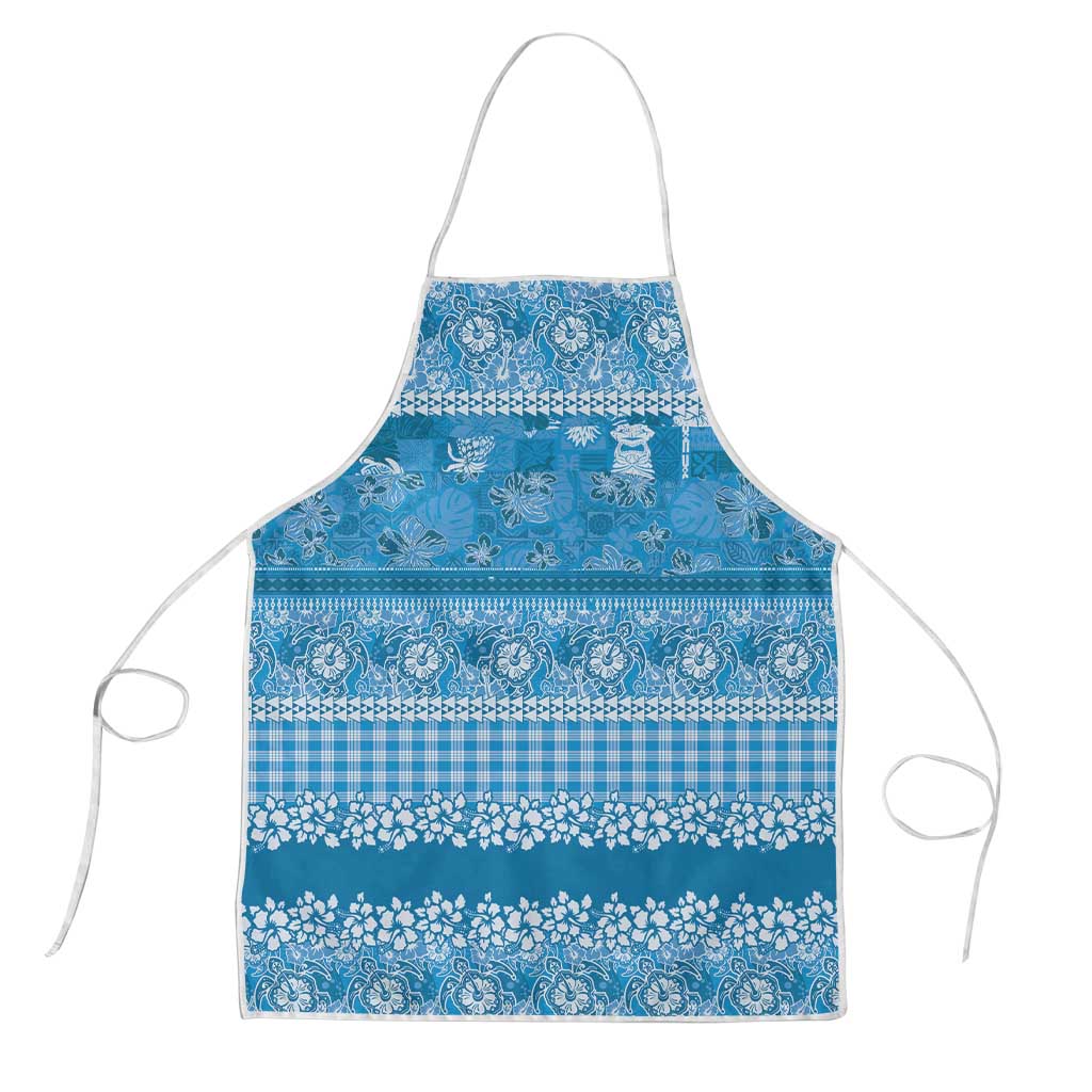 Hawaiian Hibiscus Honu Apron Blue Mele Kalikimaka Palaka Spirit LT9 Blue - Polynesian Pride