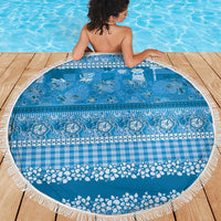 Hawaiian Hibiscus Honu Beach Blanket Blue Mele Kalikimaka Palaka Spirit LT9 - Polynesian Pride