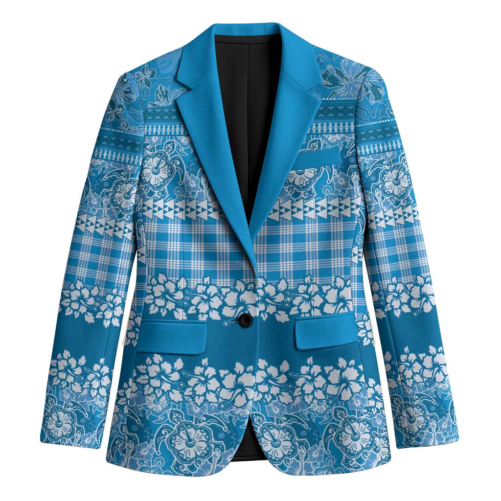 Hawaiian Hibiscus Honu Blazer Blue Mele Kalikimaka Palaka Spirit LT9 Unisex Blue - Polynesian Pride