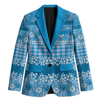 Hawaiian Hibiscus Honu Blazer Blue Mele Kalikimaka Palaka Spirit LT9 Unisex Blue - Polynesian Pride