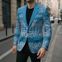 Hawaiian Hibiscus Honu Blazer Blue Mele Kalikimaka Palaka Spirit LT9 - Polynesian Pride