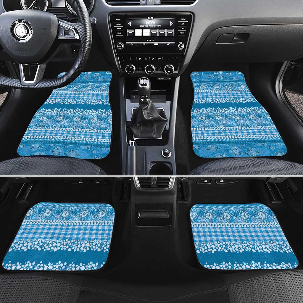 Hawaiian Hibiscus Honu Car Mats Blue Mele Kalikimaka Palaka Spirit LT9 Set 4pcs Blue - Polynesian Pride