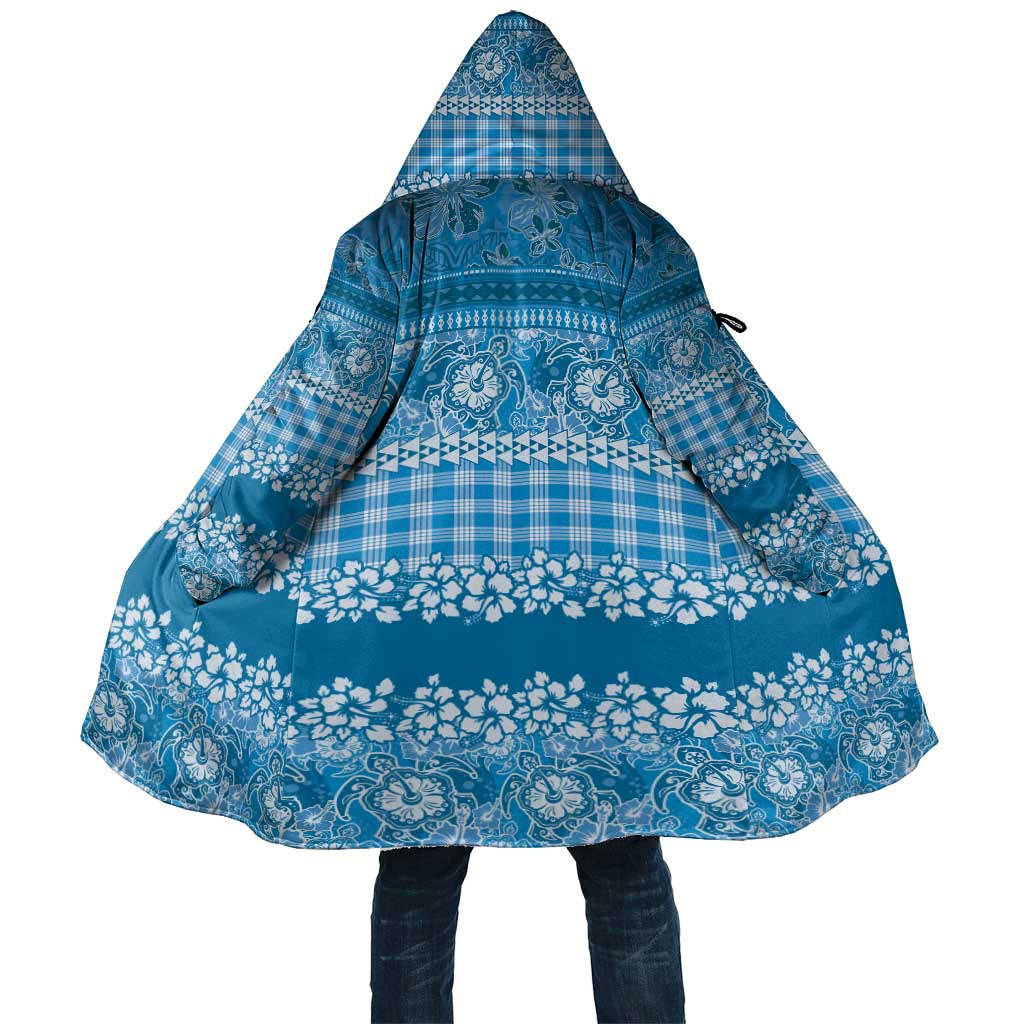 Hawaiian Hibiscus Honu Cloak Blue Mele Kalikimaka Palaka Spirit LT9 Unisex Blue - Polynesian Pride