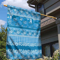 Hawaiian Hibiscus Honu Garden Flag Blue Mele Kalikimaka Palaka Spirit LT9 - Polynesian Pride