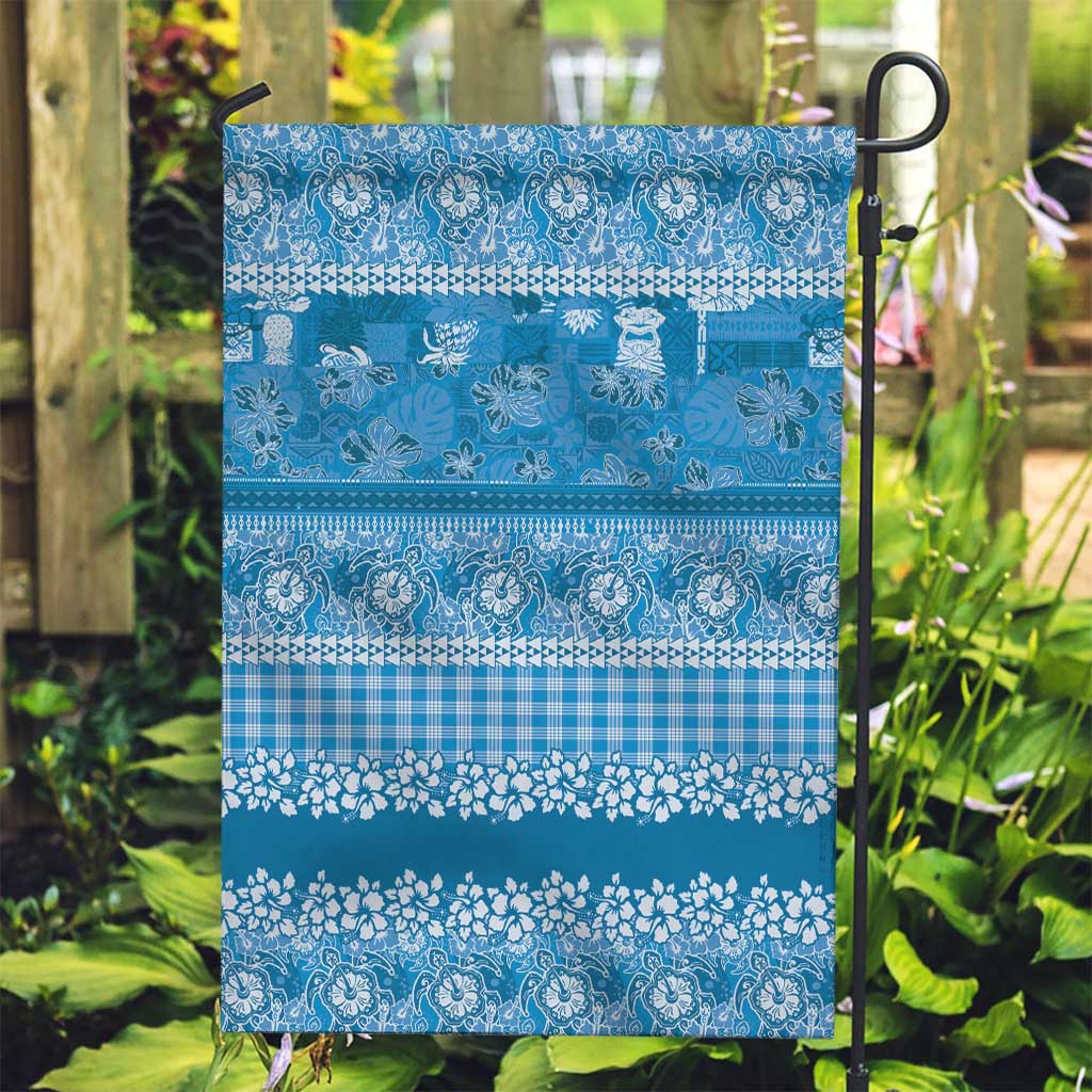 Hawaiian Hibiscus Honu Garden Flag Blue Mele Kalikimaka Palaka Spirit LT9 Garden Flag Blue - Polynesian Pride