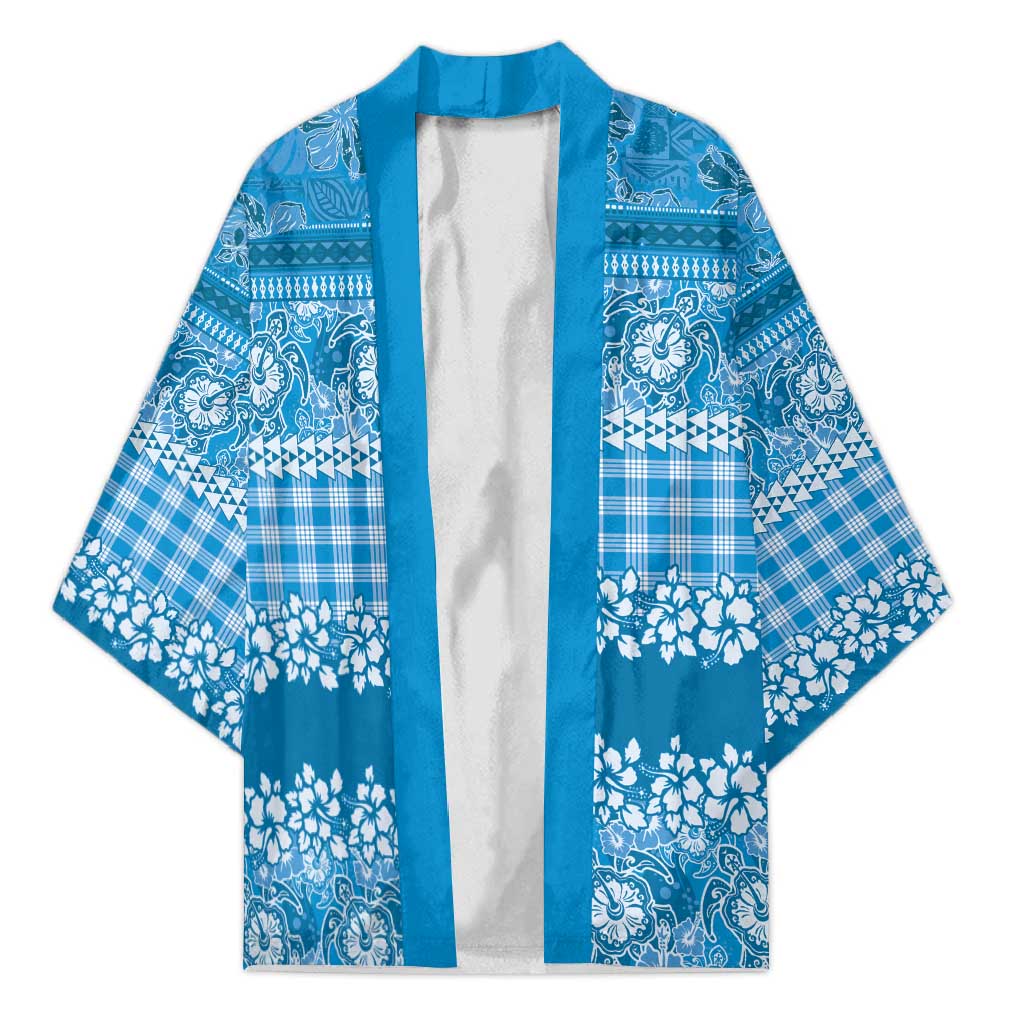 Hawaiian Hibiscus Honu Kimono Blue Mele Kalikimaka Palaka Spirit LT9 Unisex Blue - Polynesian Pride