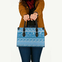 Hawaiian Hibiscus Honu Leather Bag Blue Mele Kalikimaka Palaka Spirit LT9 - Polynesian Pride