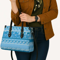Hawaiian Hibiscus Honu Leather Bag Blue Mele Kalikimaka Palaka Spirit LT9 - Polynesian Pride