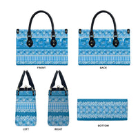 Hawaiian Hibiscus Honu Leather Bag Blue Mele Kalikimaka Palaka Spirit LT9 - Polynesian Pride