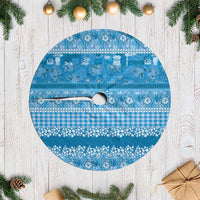 Hawaiian Hibiscus Honu Tree Skirt Blue Mele Kalikimaka Palaka Spirit LT9 Casual Blue - Polynesian Pride