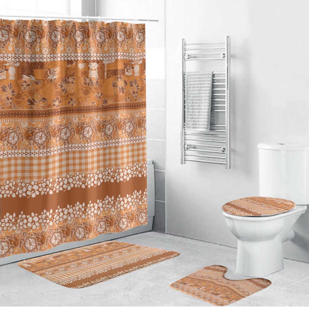 Hawaiian Hibiscus Honu Bathroom Set Gold Mele Kalikimaka Palaka Spirit LT9 Bathroom Set (4 pcs) Gold - Polynesian Pride