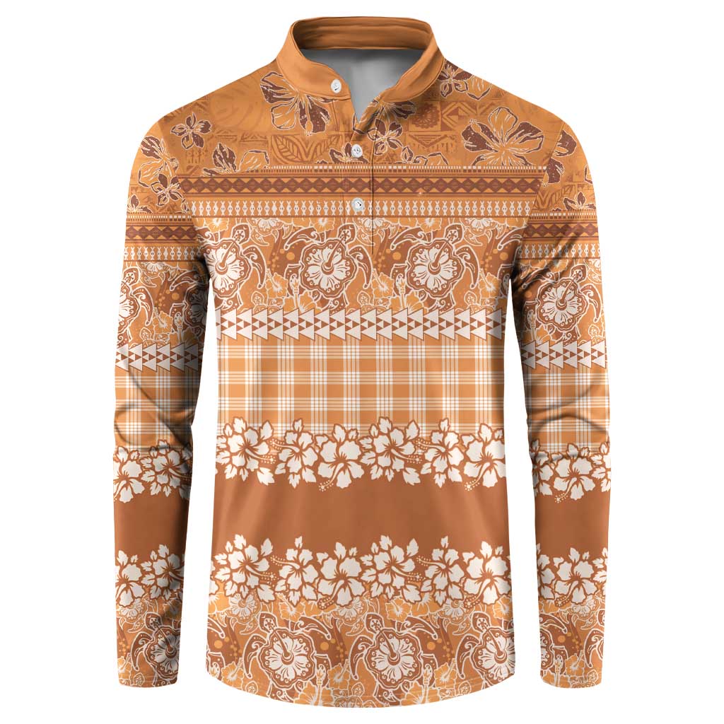 Hawaiian Hibiscus Honu Button Sweatshirt Gold Mele Kalikimaka Palaka Spirit LT9 Gold - Polynesian Pride