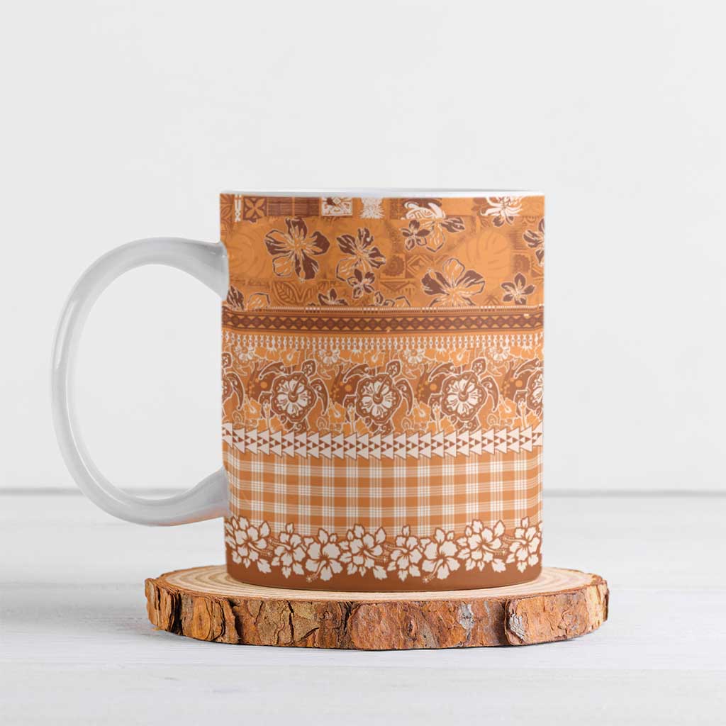 Hawaiian Hibiscus Honu Ceramic Mug Gold Mele Kalikimaka Palaka Spirit LT9 Gold - Polynesian Pride
