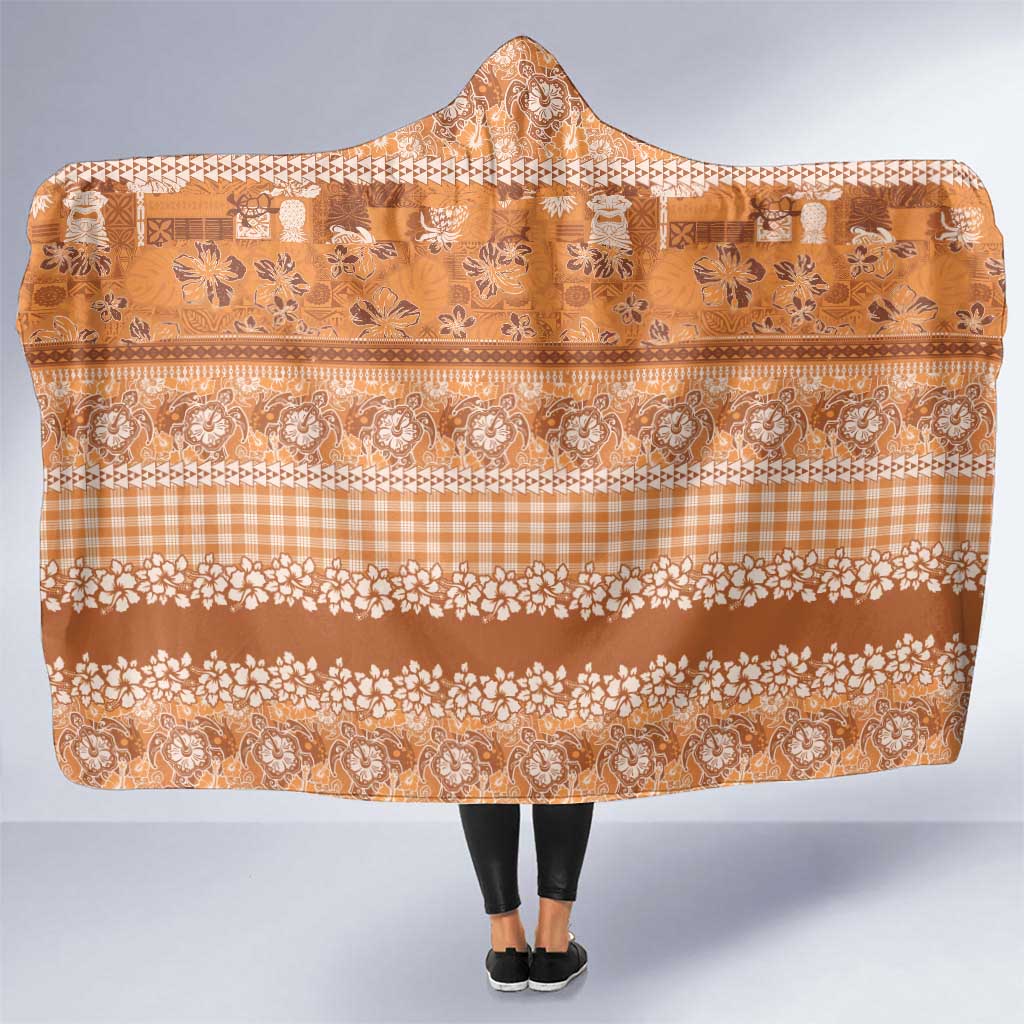 Hawaiian Hibiscus Honu Hooded Blanket Gold Mele Kalikimaka Palaka Spirit LT9 One Size Gold - Polynesian Pride