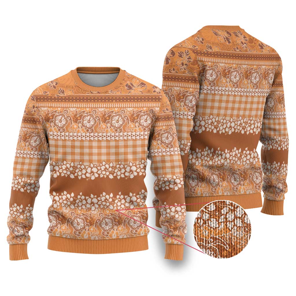 Hawaiian Hibiscus Honu Ugly Christmas Sweater Gold Mele Kalikimaka Palaka Spirit LT9 Gold - Polynesian Pride