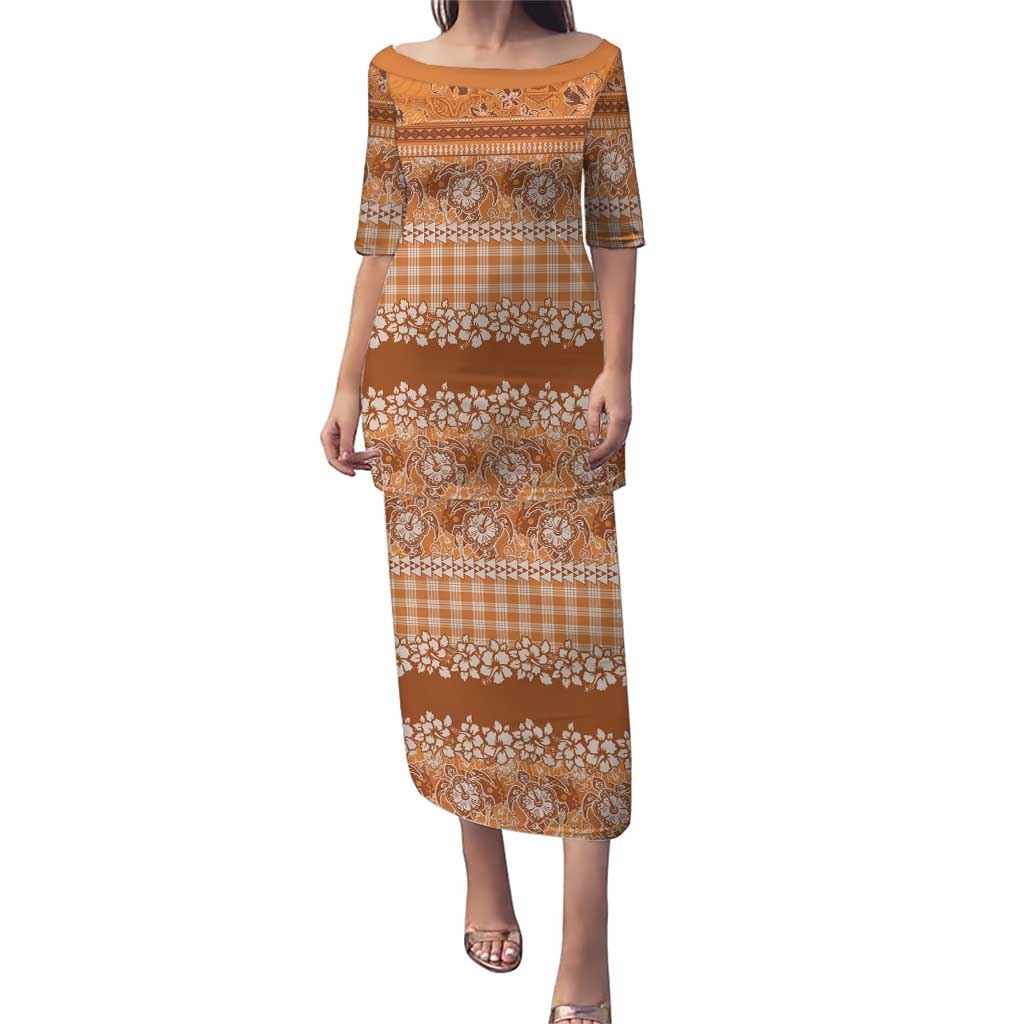 Hawaiian Hibiscus Honu Puletasi Gold Mele Kalikimaka Palaka Spirit LT9 Long Dress Gold - Polynesian Pride