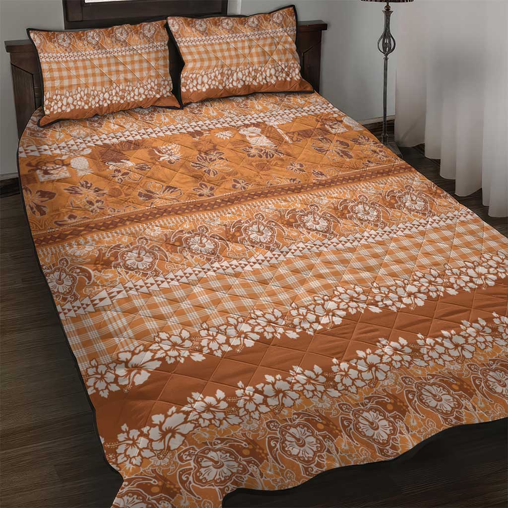 Hawaiian Hibiscus Honu Quilt Bed Set Gold Mele Kalikimaka Palaka Spirit LT9 Gold - Polynesian Pride