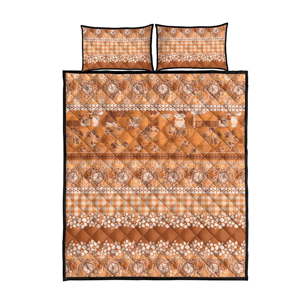 Hawaiian Hibiscus Honu Quilt Bed Set Gold Mele Kalikimaka Palaka Spirit LT9 - Polynesian Pride