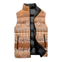 Hawaiian Hibiscus Honu Sleeveless Puffer Jacket Gold Mele Kalikimaka Palaka Spirit LT9 - Polynesian Pride