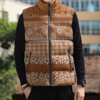 Hawaiian Hibiscus Honu Sleeveless Puffer Jacket Gold Mele Kalikimaka Palaka Spirit LT9 - Polynesian Pride