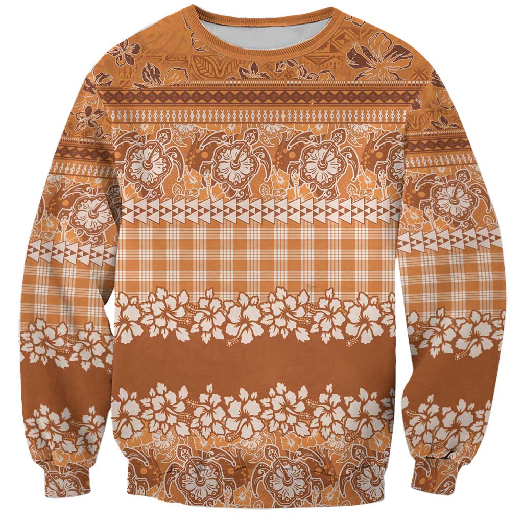 Hawaiian Hibiscus Honu Sweatshirt Gold Mele Kalikimaka Palaka Spirit LT9 Unisex Gold - Polynesian Pride