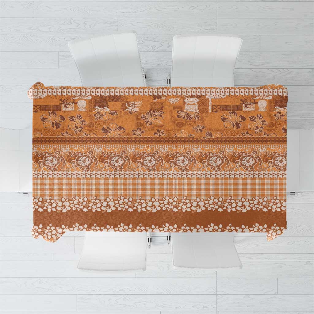 Hawaiian Hibiscus Honu Tablecloth Gold Mele Kalikimaka Palaka Spirit LT9 Gold - Polynesian Pride