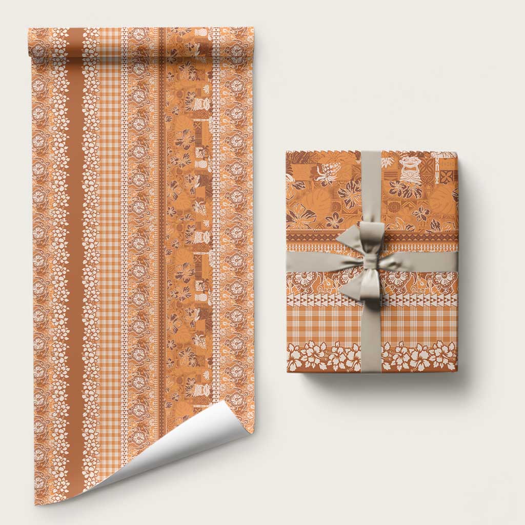 Hawaiian Hibiscus Honu Wrapping Paper Gold Mele Kalikimaka Palaka Spirit LT9 58" × 23" Gold - Polynesian Pride