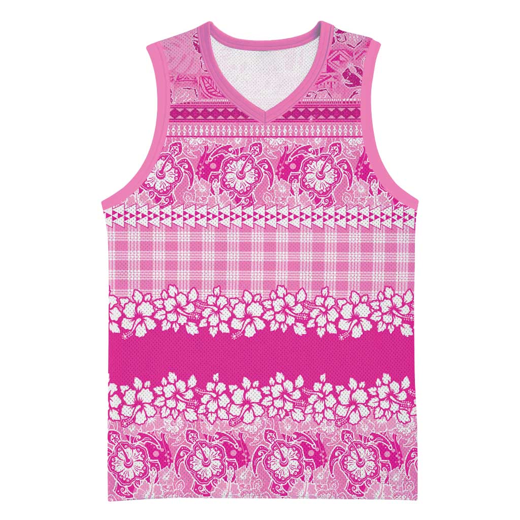 Hawaiian Hibiscus Honu Basketball Jersey Pink Mele Kalikimaka Palaka Spirit LT9 Unisex Pink - Polynesian Pride