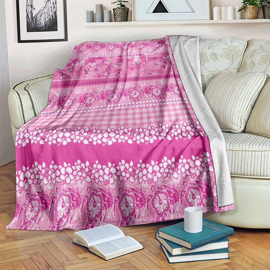 Hawaiian Hibiscus Honu Blanket Pink Mele Kalikimaka Palaka Spirit LT9 Pink - Polynesian Pride