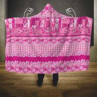 Hawaiian Hibiscus Honu Hooded Blanket Pink Mele Kalikimaka Palaka Spirit LT9 - Polynesian Pride