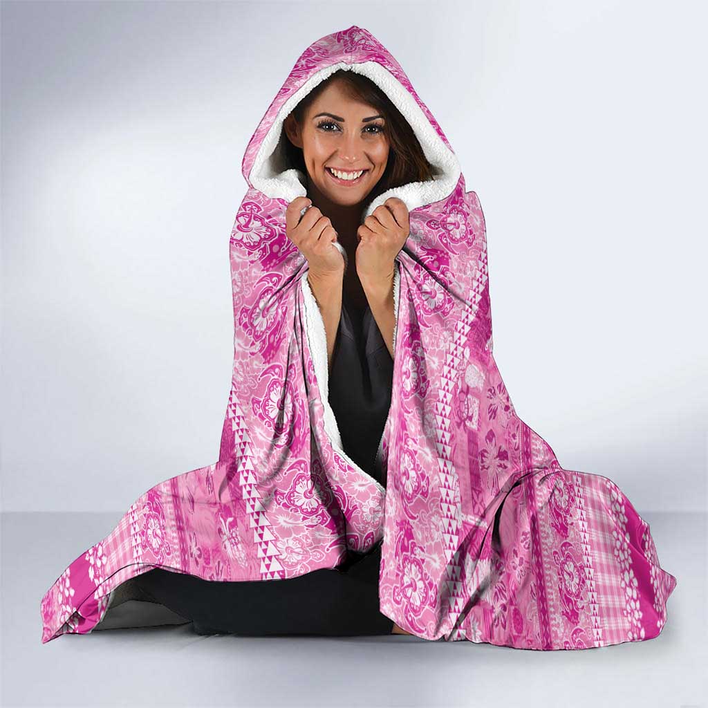 Hawaiian Hibiscus Honu Hooded Blanket Pink Mele Kalikimaka Palaka Spirit LT9 - Polynesian Pride