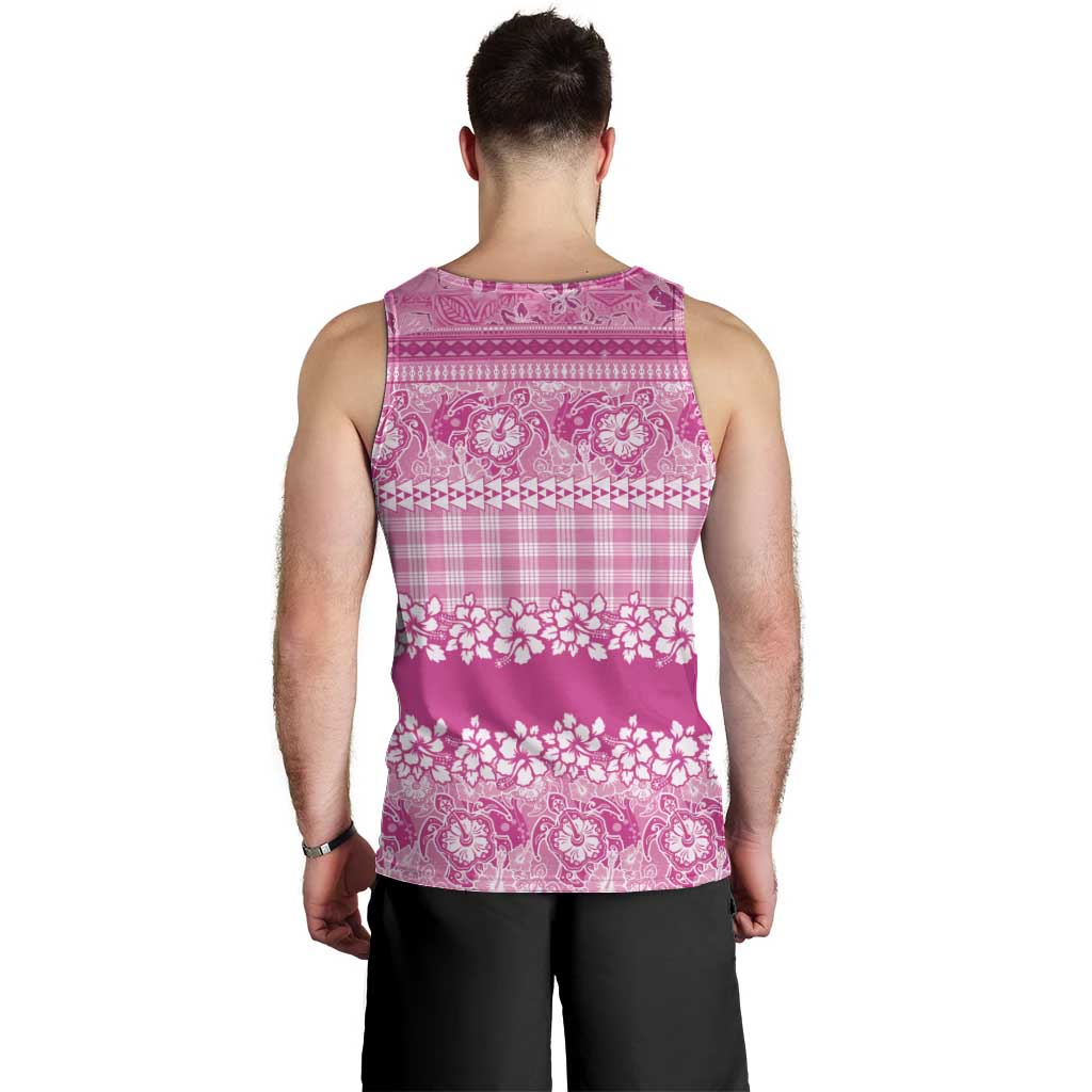 Hawaiian Hibiscus Honu Men Tank Top Pink Mele Kalikimaka Palaka Spirit LT9 - Polynesian Pride