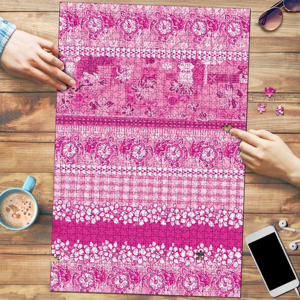 Hawaiian Hibiscus Honu Puzzle Pink Mele Kalikimaka Palaka Spirit LT9 Pink - Polynesian Pride