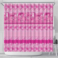 Hawaiian Hibiscus Honu Shower Curtain Pink Mele Kalikimaka Palaka Spirit LT9 - Polynesian Pride