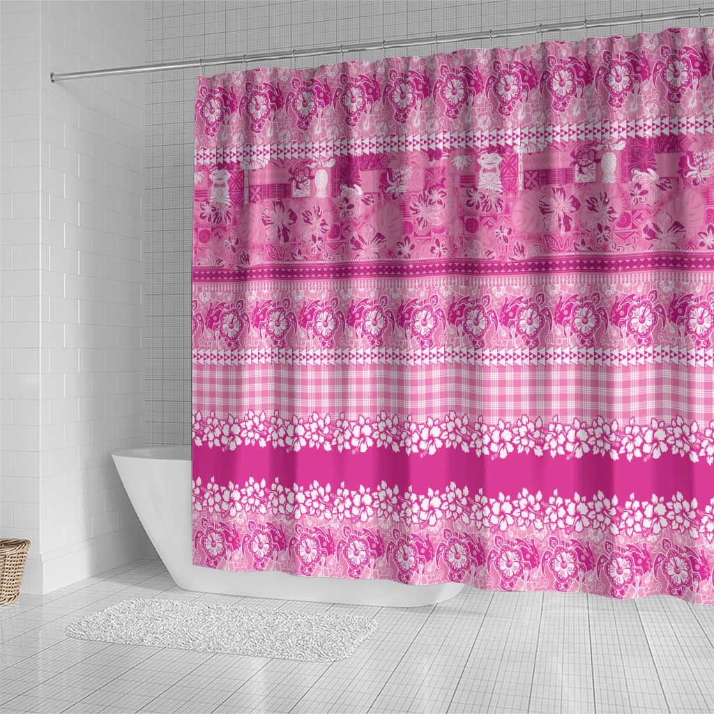 Hawaiian Hibiscus Honu Shower Curtain Pink Mele Kalikimaka Palaka Spirit LT9 - Polynesian Pride